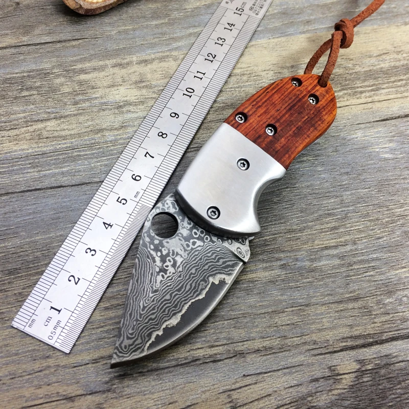 New Damascus Tactical Folding Knife,Collection Mini small key chain