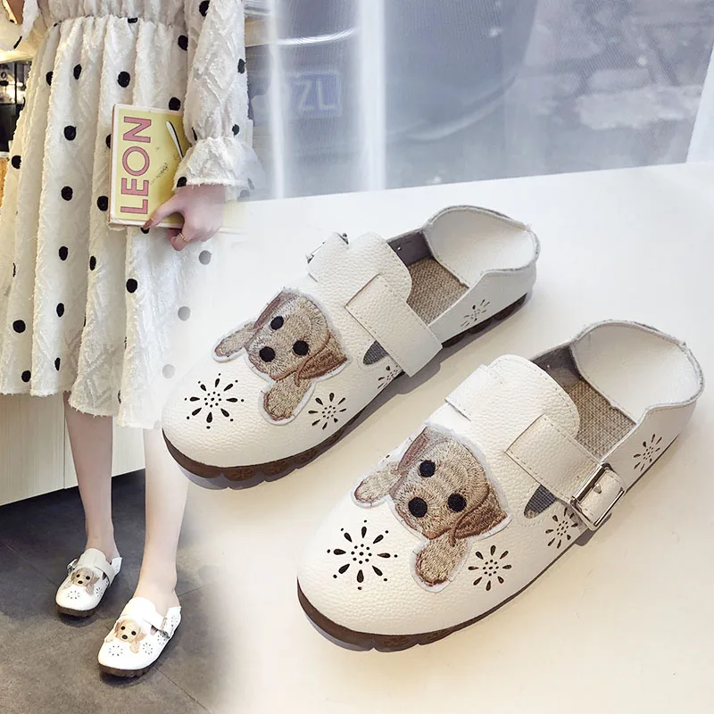 

2019 summer new summer flat shoes tide shoes hollow casual breathable white shoes women two wear slippers sandals women