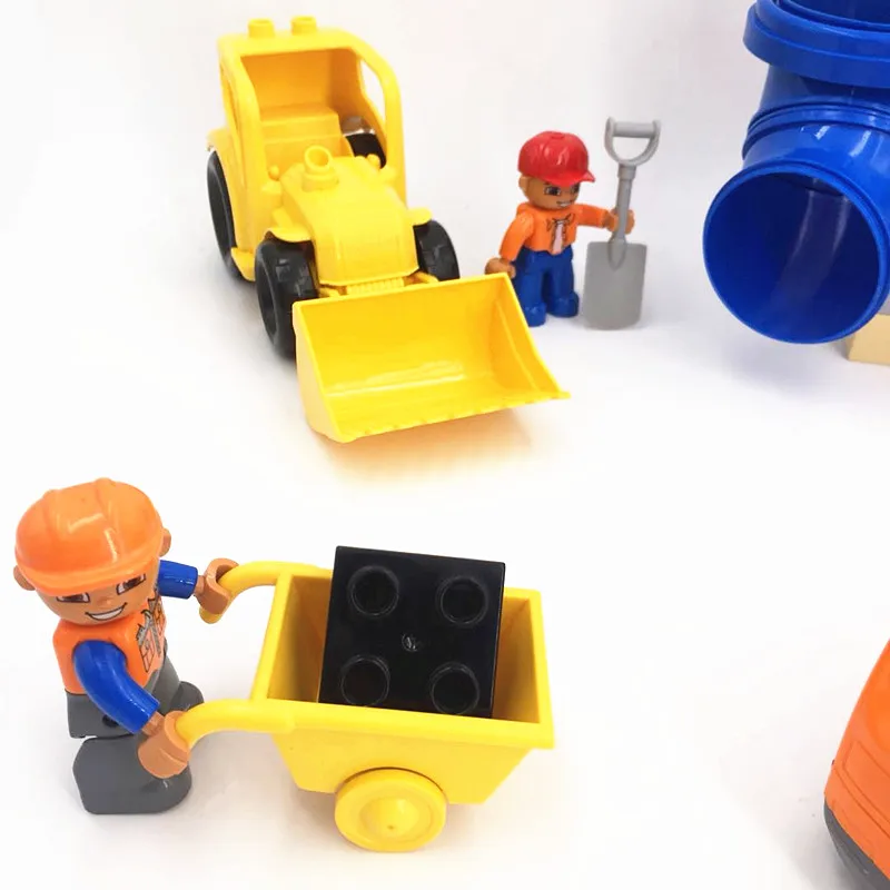Diy занят строительный сайт Dumptruck экскаватор блок кирпичи дублированные игрушки