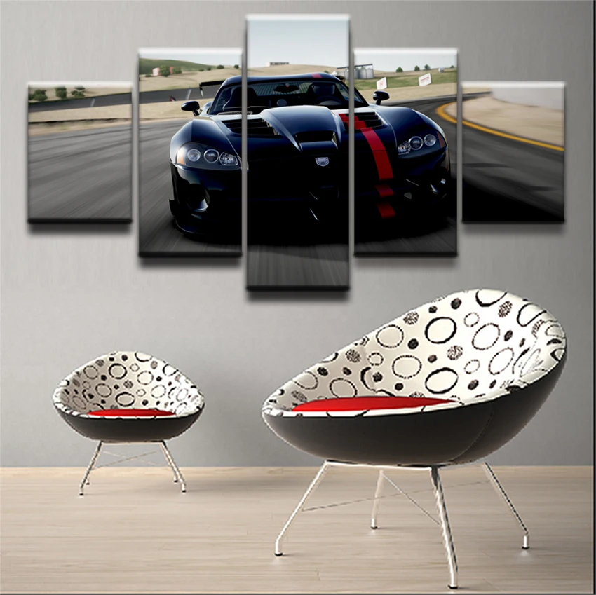 

Modern Poster Home Decorative Framework Wall Art Pictures For Living Room 5 Piece Cool Sports Car Painting Canvas HD Printed