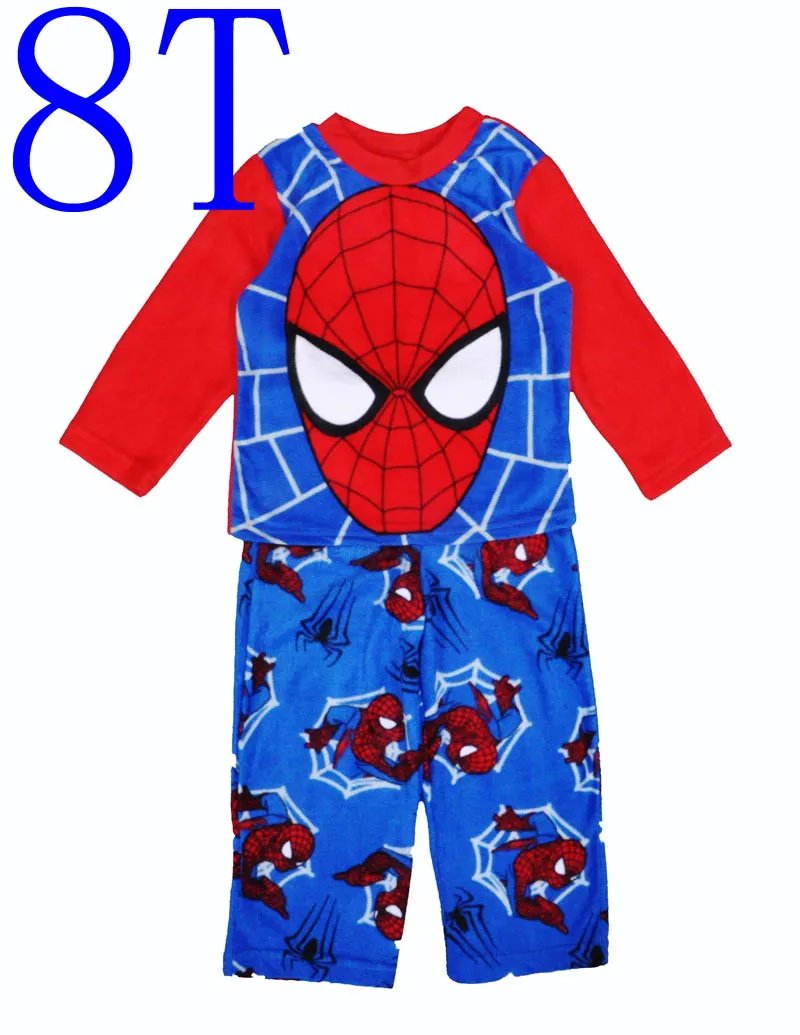 Пижамы для мальчиков. Сезон:осень Комплект осенней детской пижамы для мальчиков с изображением человека-паука: футболки с длинным рукавом и штаны - Цвет: 8T