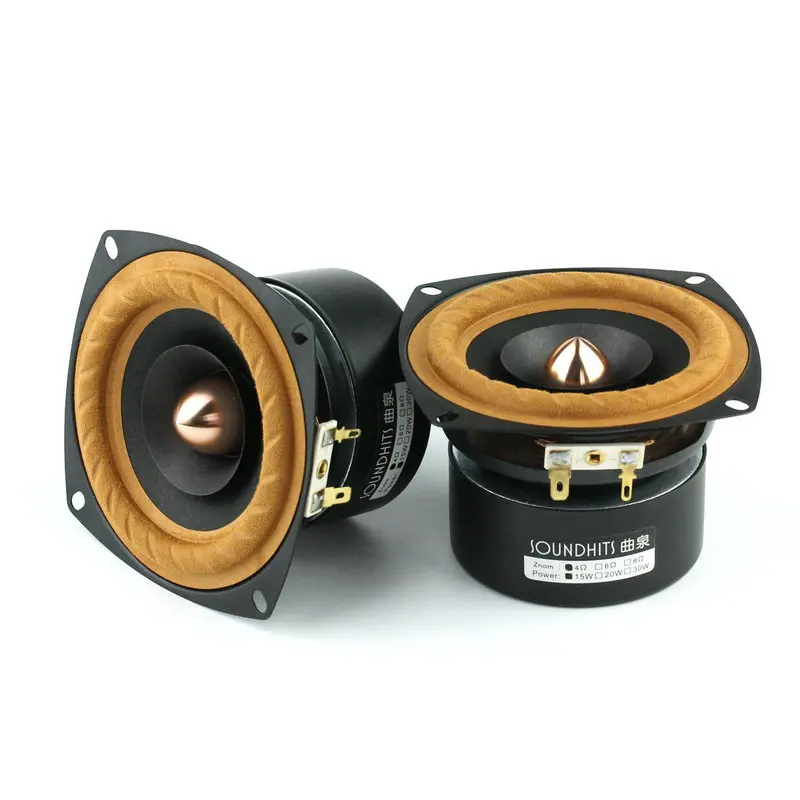 

2PCS New Soundhits SQ402S 4inch Full Frequency Speaker Driver Mixed Black Paper Cone Deep Suspension 4/8ohm 15W Square Version