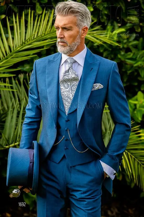 

2017 Latest Coat Pant Designs Light Blue Italian Custom Made Prom Dress Wedding Suits for Men Formal Tuxedo 3 pieces Terno F