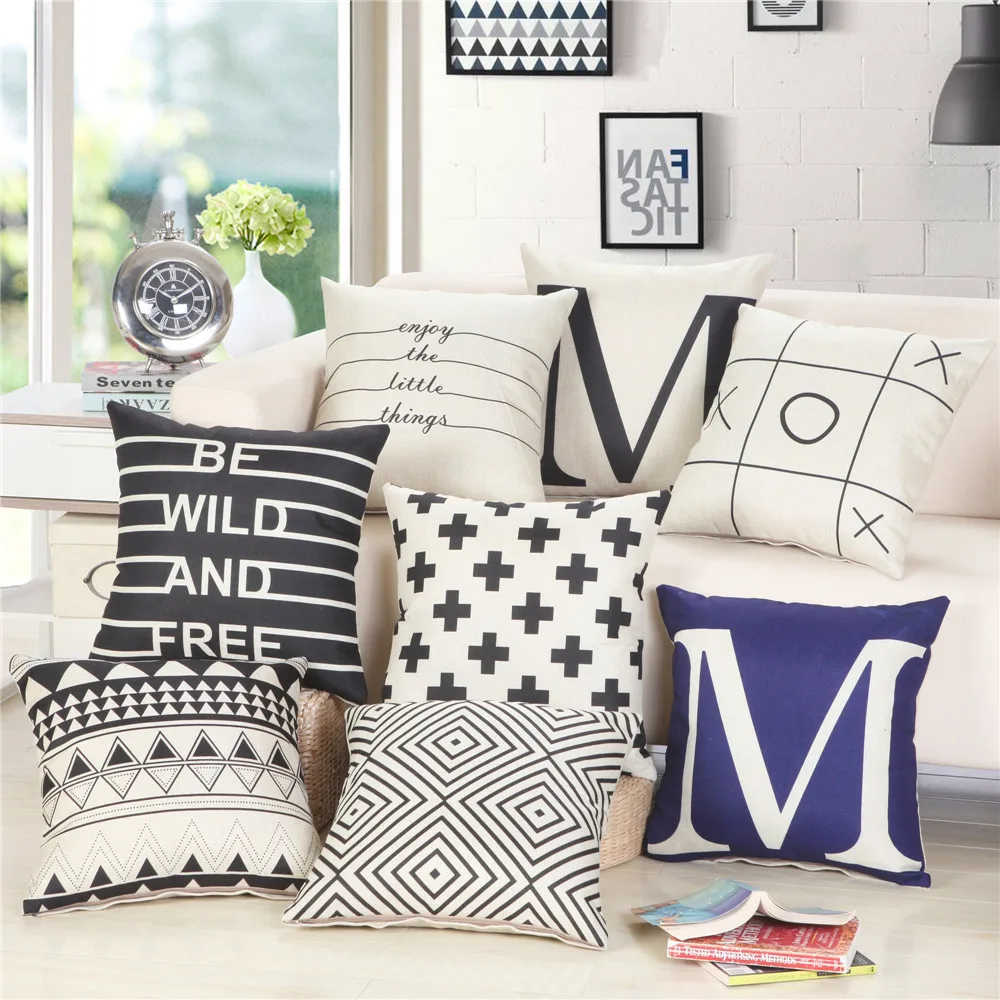 45x45 cm الأسود هندسية غطاء الوسادة القطن الكتان المنزل مكتب سيارة مقعد أريكة كرسي الزخرفية رمي المخدة 45x45 cm الأسود هندسية غطاء الوسادة القطن الكتان المنزل مكتب سيارة مقعد أريكة كرسي الزخرفية رمي المخدة