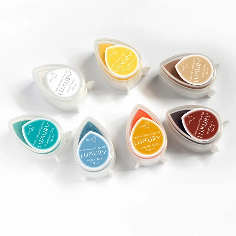 

High Mini Water Droplets Shape Ink Pad Colorful Cartoon Stamp Ink Pad Set for DIY Art Craft UEJ