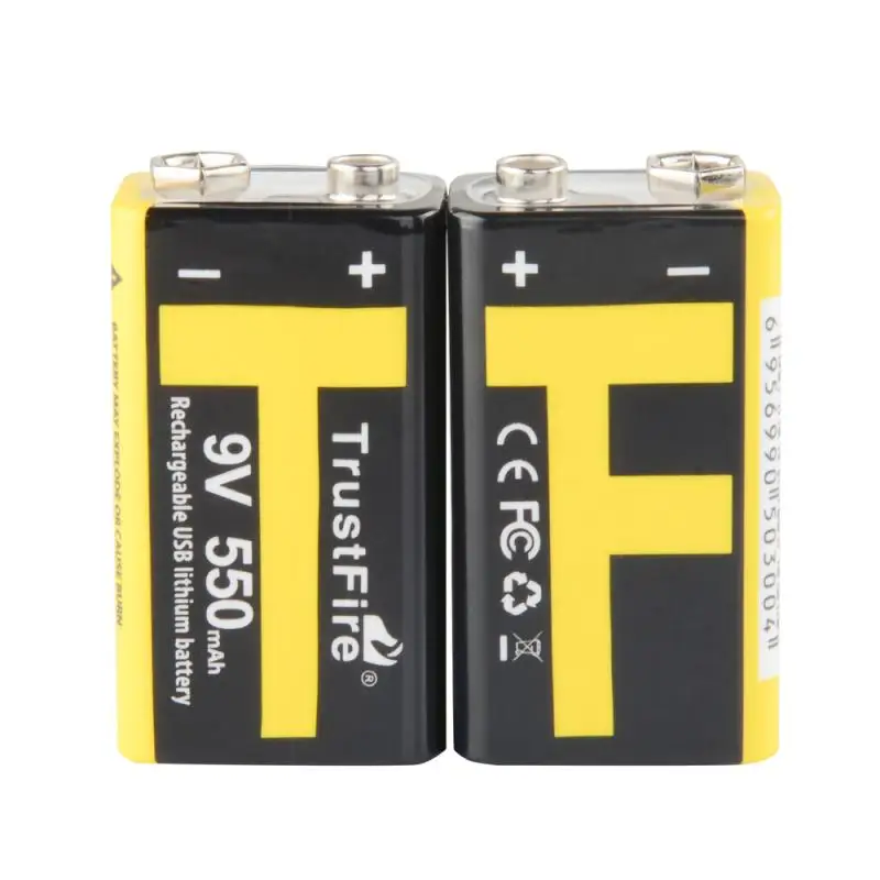 

10pcs/lot TrustFire 9V 550mAh Rechargeable USB Lithium Battery with Safety Relief Valve and LED Indicator for Multimeter/Alarm