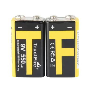 

10pcs/lot TrustFire 9V 550mAh Rechargeable USB Lithium Battery with Safety Relief Valve and LED Indicator for Multimeter/Alarm