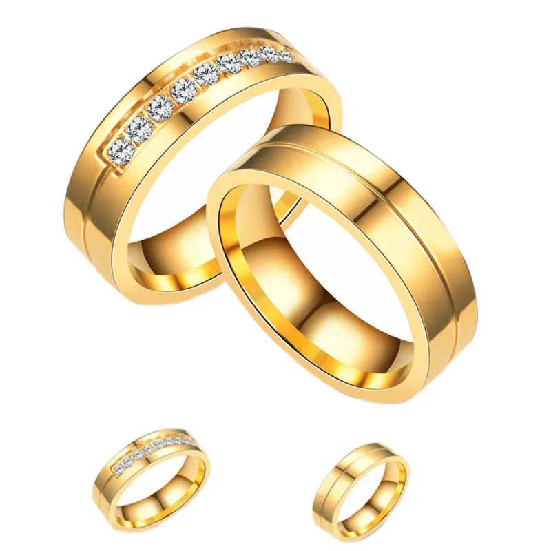 Classic Wedding Ring Women Men Stainless Steel Ring Rose Gold Polished Convention Jewelry Ring Valentine Gift 2 Styles