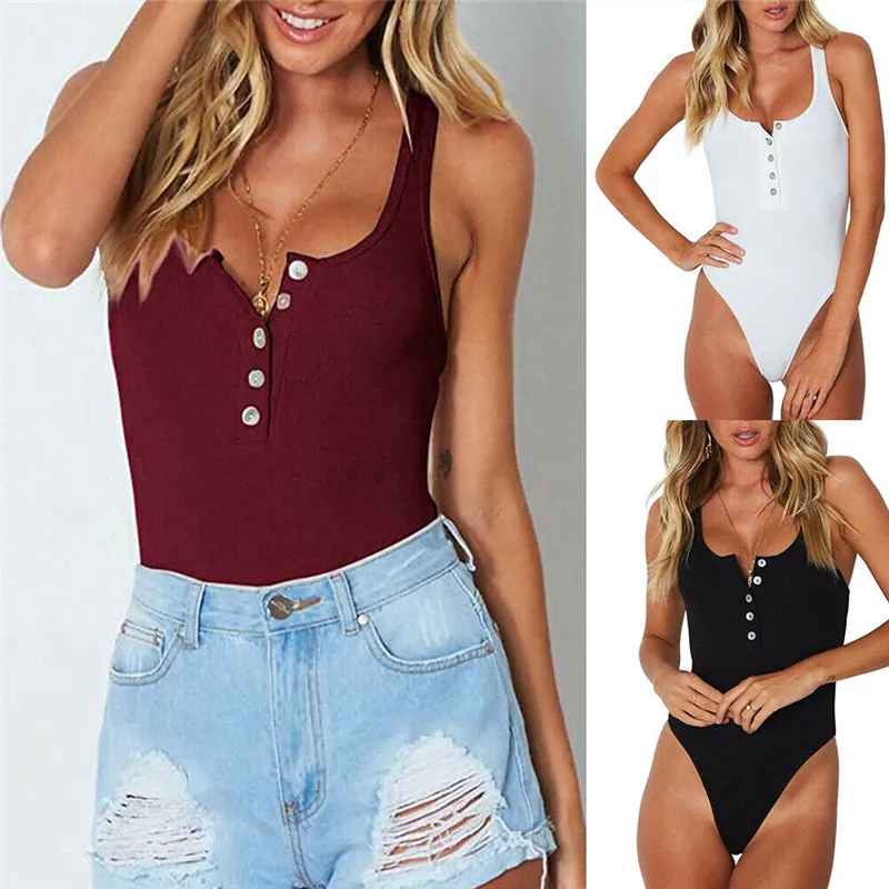 

Women V Neck Sleeveless Romper Bodycon Bodysuit Jumpsuit Leotard Sexy Tops New