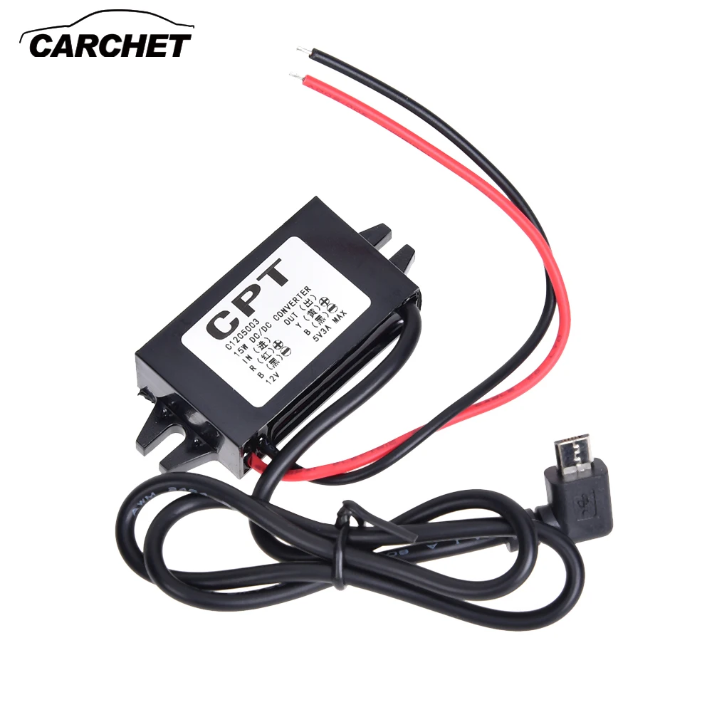 

CARCHET DC-DC Converter Regulator 12V to 5V 3A Step Down Power Supply Module Micro USB Output Waterproof
