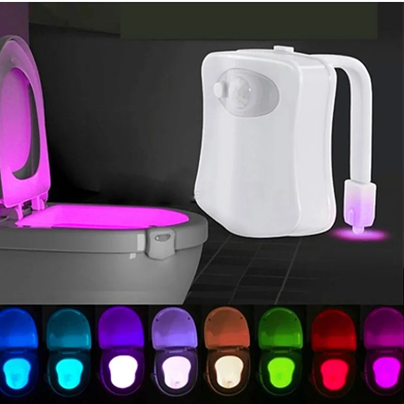 Smart Night Light Sensor Toilet Lamp 8 Colors Backlight Activated Toilet Bowl LED Luminaria Lamp Nightlight PIR Night Light Lamp