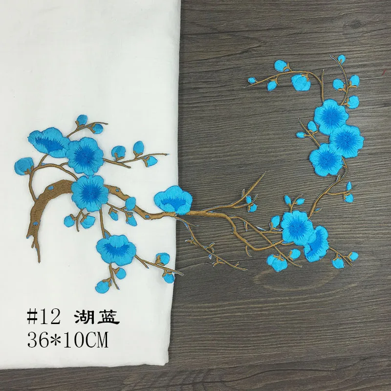 Han благородные цветы сливы вышивка патчи стикер для одежды Свадебные украшения на платье Утюг на Швейные Аппликации поставщиков 1 шт