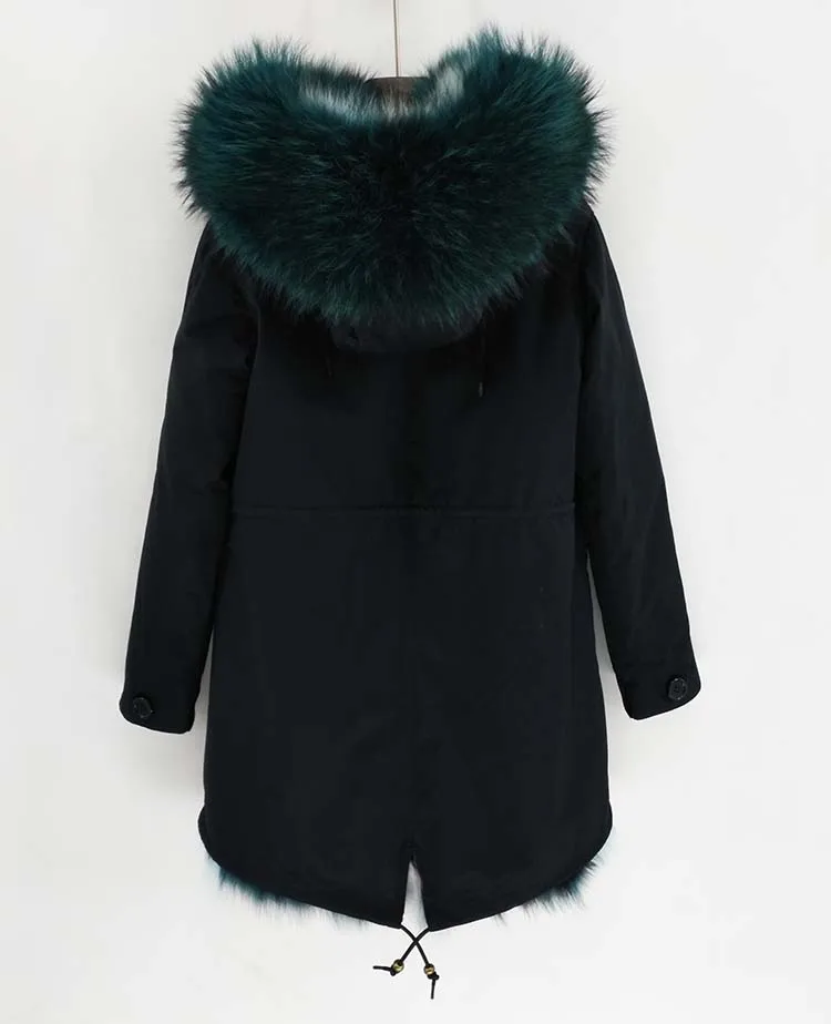 Parka Natural Real Fox Fur Liner Raccoon Fur Collar Hoode Parkas Winter Jacket Women Coat Detachable Outerwear Brand New