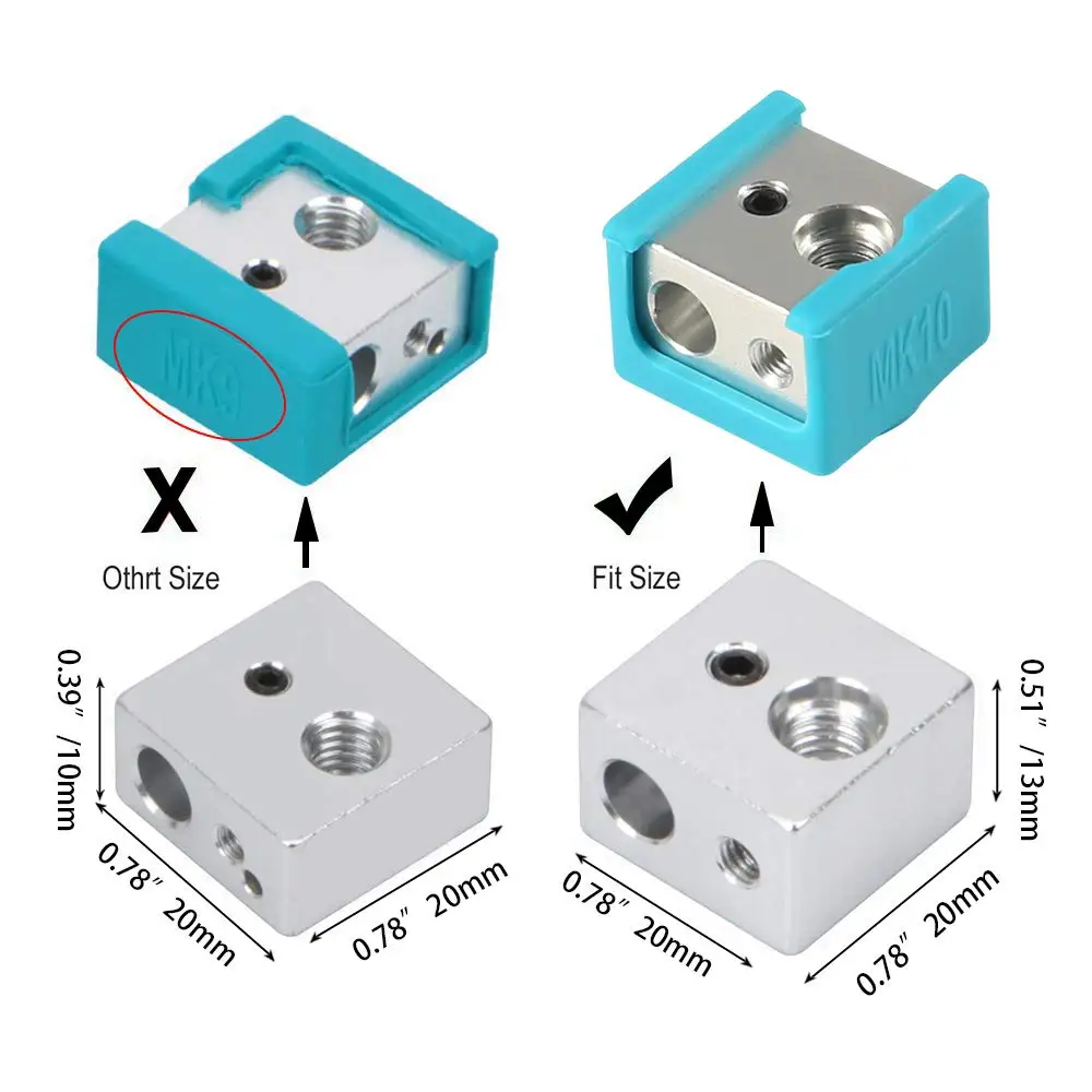 MK10 силиконовые носки подходят для алюминиевый блок Reprap j головки Hotend экструдер с
