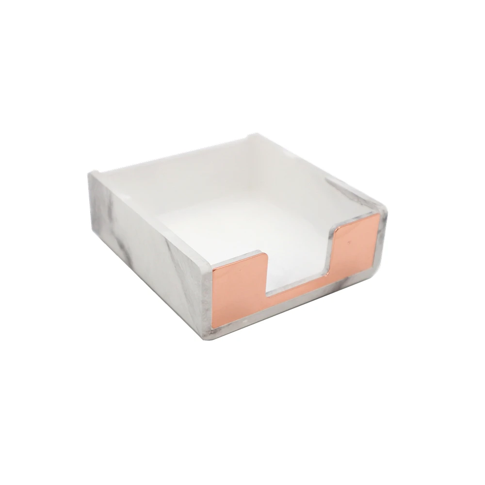 

Marble Print Desktop Sticky Memo Note Cube Holder Dispenser Rose Gold 3.5x3.3 Inch Container for Office Home Schools Supplies