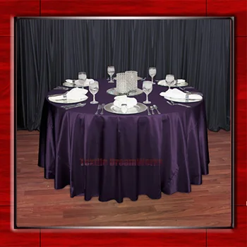 

Hot Sale Plum 54" round shaped poly satin table cloth/Tablecloths/Table overlay for wedding party decorating