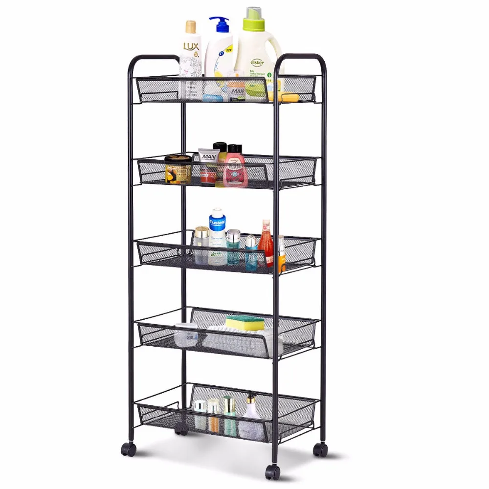 Giantex 5 Tier Mesh Rolling File Utility Cart Home Portable Trolley Organizer Office Kitchen Storage Basket HW54963BK Giantex 5 Tier Mesh Rolling File Utility Cart Home Portable Trolley Organizer Office Kitchen Storage Basket HW54963BK