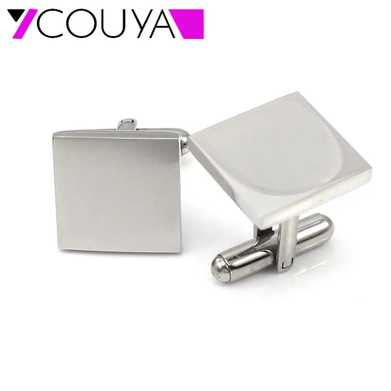 

Hot Sell Personalized Stainless Steel Square Cufflinks for Mens Silver Plain Blank Cuff Links Laser Logo Birthday Surprise Gifts