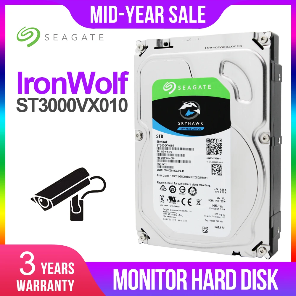  Seagate disco duro interno Skyhawk 3 TB de vigilancia de vídeo 5900 RPM disco duro de 35 