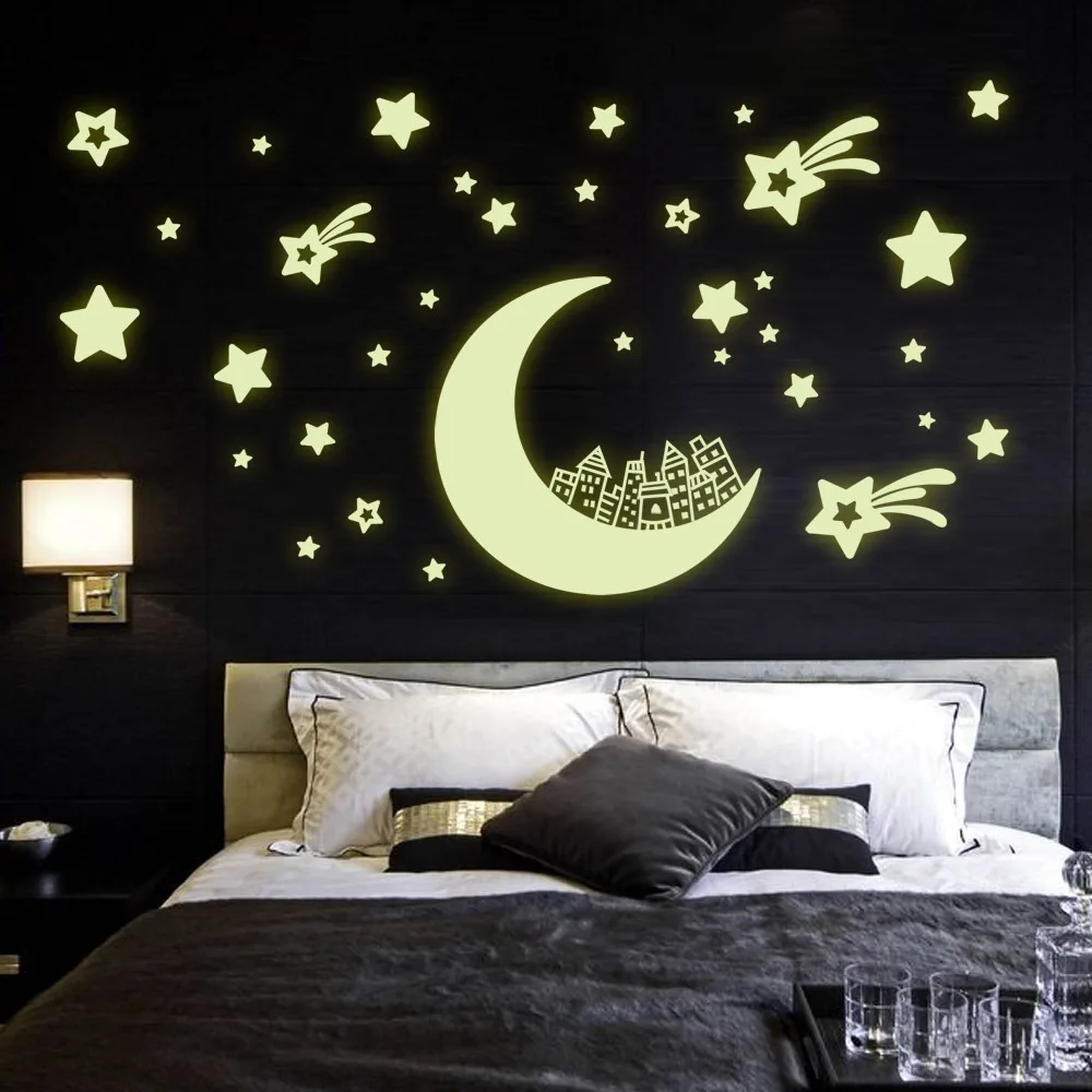Moon house and Star флуоресцентные Серебристые Светящиеся в темноте светящиеся
