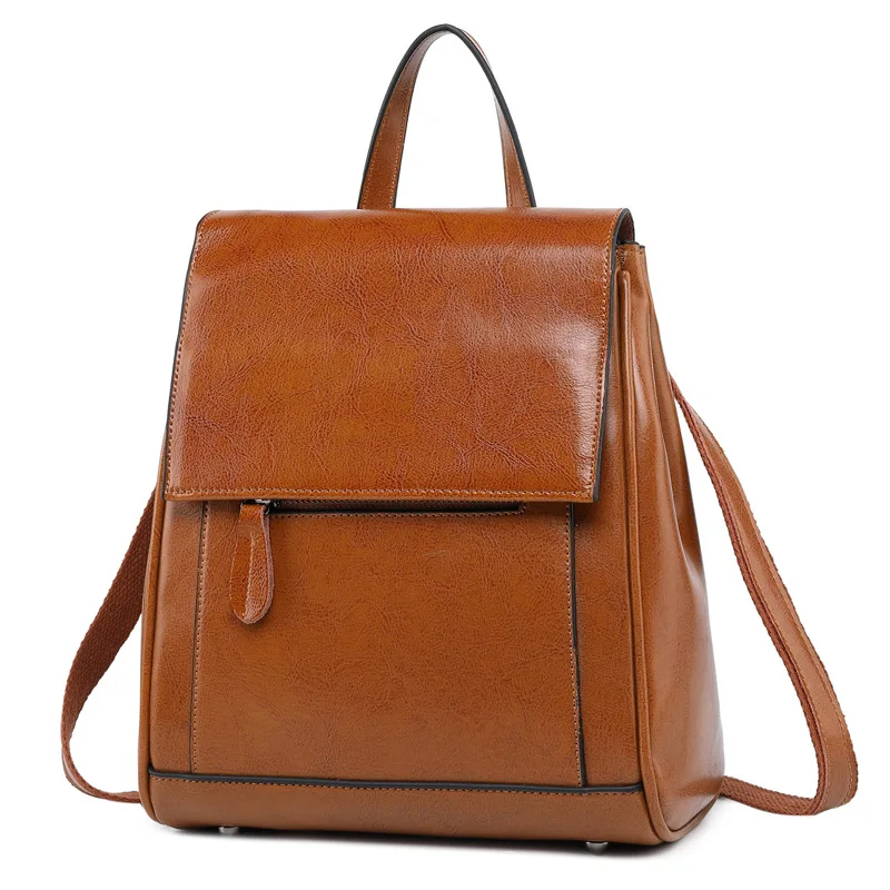 Роскошный брендовый женский рюкзак из натуральной кожи с защитой от кражи, кошелек, дамская сумка на плечо, Студенческая сумка для книг - Цвет: Brown
