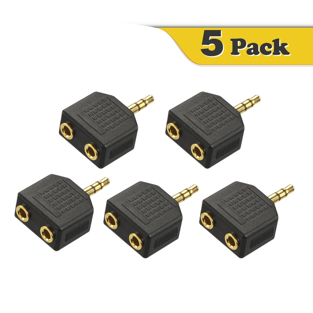 ﻿Buy 5pcs 3.5mm Male to Dual 3.5mm Female Stereo Jack Adapter Y