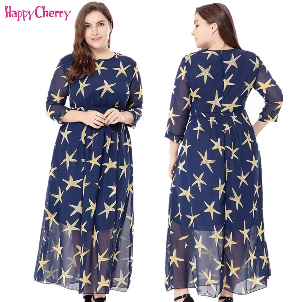 

Happy Cherry Maternity Dresses Half Sleeve Printing Chiffon Long Dress For Pregnant Woman Spring Autumn Pregnancy Clothing 6XL
