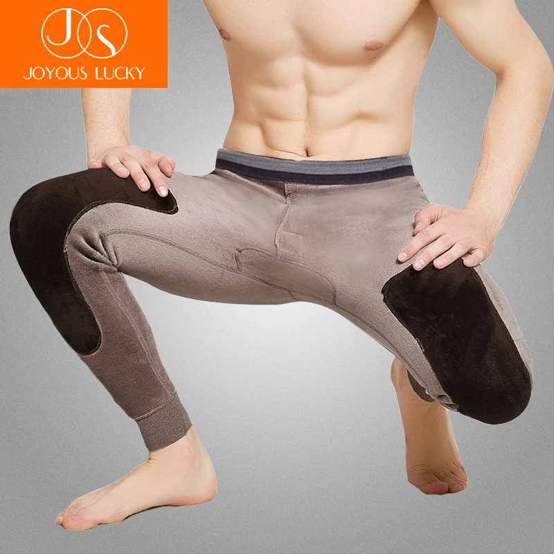Joyous Lucky Men Thermal Underwear Bottoms 1 pcs Knee Pads Winter Warm Underpants Male Wool