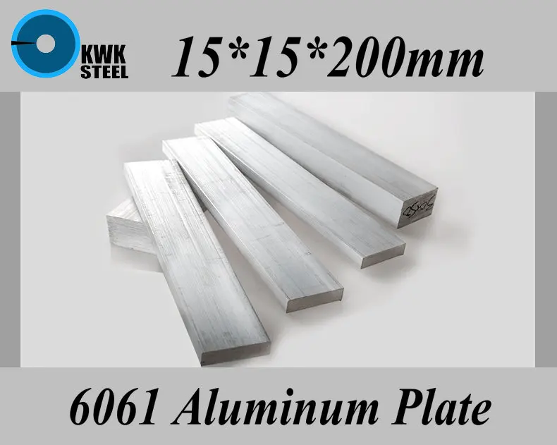 Aleación de aluminio de 15x15x200mm, placa de 6061, hoja de aluminio, Material de bricolaje, envío gratis