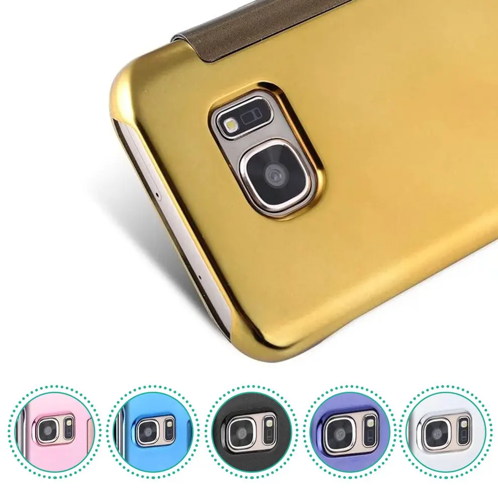 

8 Pcs Smart Window Mirror Surface Intelligent Auto Sleep Awake Flip Type Hard Shell Black Mobile Phone Case Protective Cover
