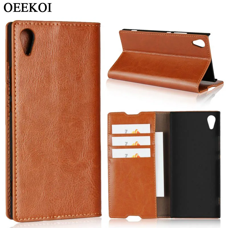 

OEEKOI Crazy Horse Genuine Leather Wallet Flip Case for Sony Xperia XA1/XA1 Ultra/XA1 Plus/XA/XA Ultra