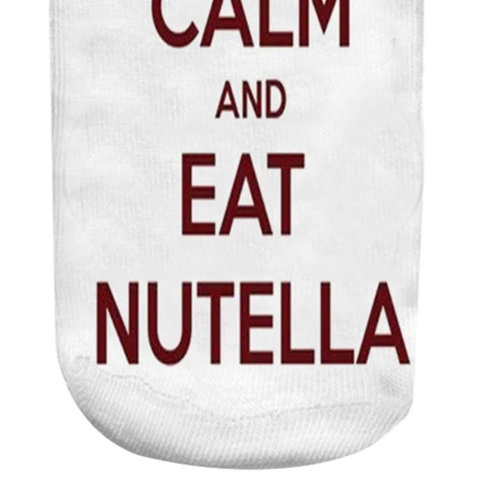 1 пара женские носки с принтом Keep Calm and Eat Nutella дизайнерские забавные 3D модные из