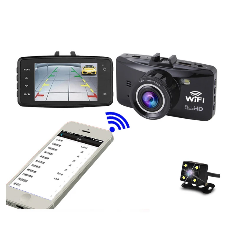 Wi Fi 2 7 дюймов камера 1080p Full HD Автомобильная регистратор приборная панель ЖК экран