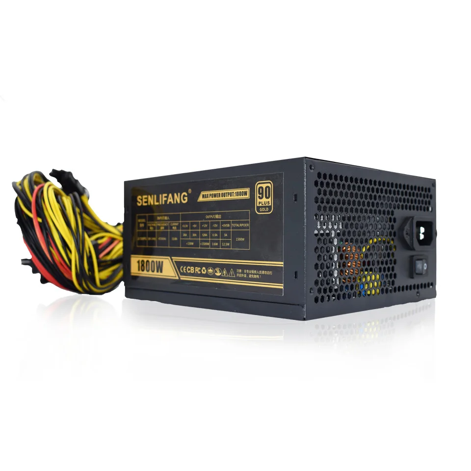 6 GPU Miner Case 1800W Ethereum Miner Power Supply For Bitcoin Miners support 6 graphics Card New 6 SATA Interface Mining Power