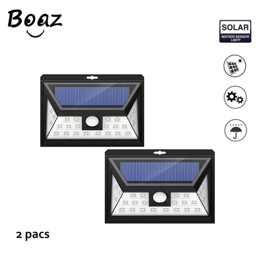 

BOAZ 2PCS Solar Lights Outdoor Motion sensor Waterproof Night security wall lamp 24 LED Energy saving Garden Front door Yard