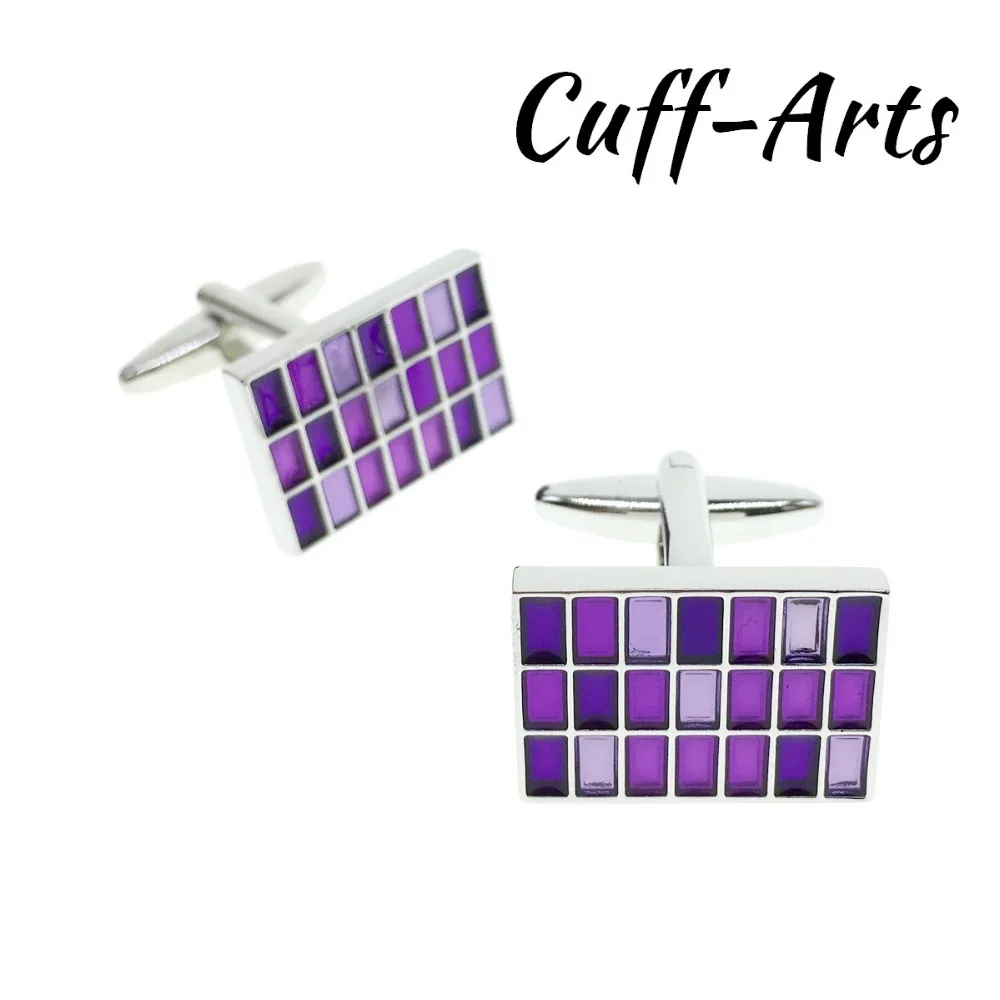 

Cuflinks for Men Purple Color Enamel Cufflinks Cuff Link Purple Small Rectangle Pattern Cufflinks by Cuffarts C10116B
