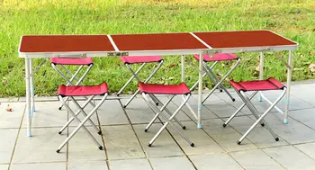 

180*60*70CM Aluminum Alloy Folding Table Portable Outdoor Barbecue Table BBQ Camping Table Outdoor Picnic Desk With 6Pcs Stools