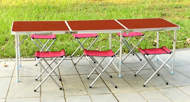 180*60*70CM Aluminum Alloy Folding Table Portable Outdoor Barbecue 180*60*70CM Aluminum Alloy Folding Table Portable Outdoor Barbecue Table BBQ Camping Table Outdoor Picnic Desk With 6Pcs Stools - 180*60*70CM Aluminum Alloy Folding Table Portable Outdoor Barbecue