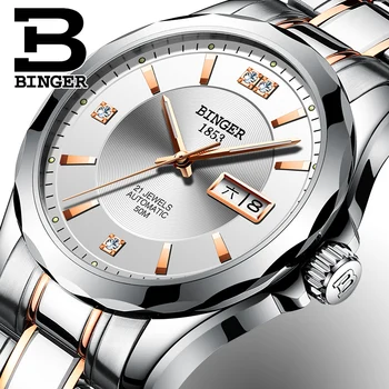 

Genuine Luxury Switzerland BINGER Brand Men self-wind automatic mechanical sapphire woman watch female waterproof full steel