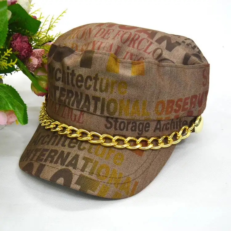 Западный унисекс панк Snapback шляпа с золотой цепью Пряжка кнопки заклепки буквы хип-хоп бейсболка с плоским козырьком