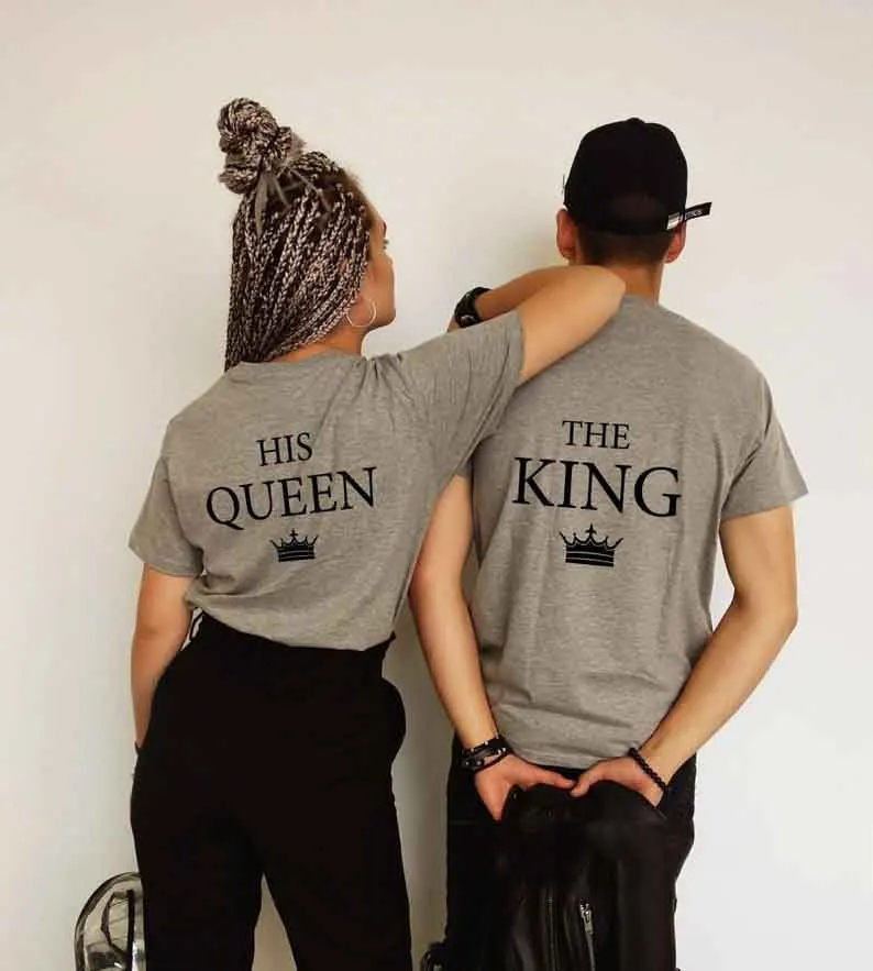 Рубашки Skuggnas King Queen для пар модная парная футболка с коротким рукавом в Подарок на