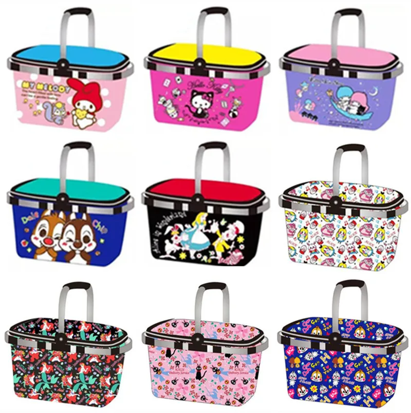 

Cartoon My Melody Alice In Wonderland Chip Dale Twin Stars Foldable Insulated Cooler Bag Box Thermo Bag Thermal Picnic Basket
