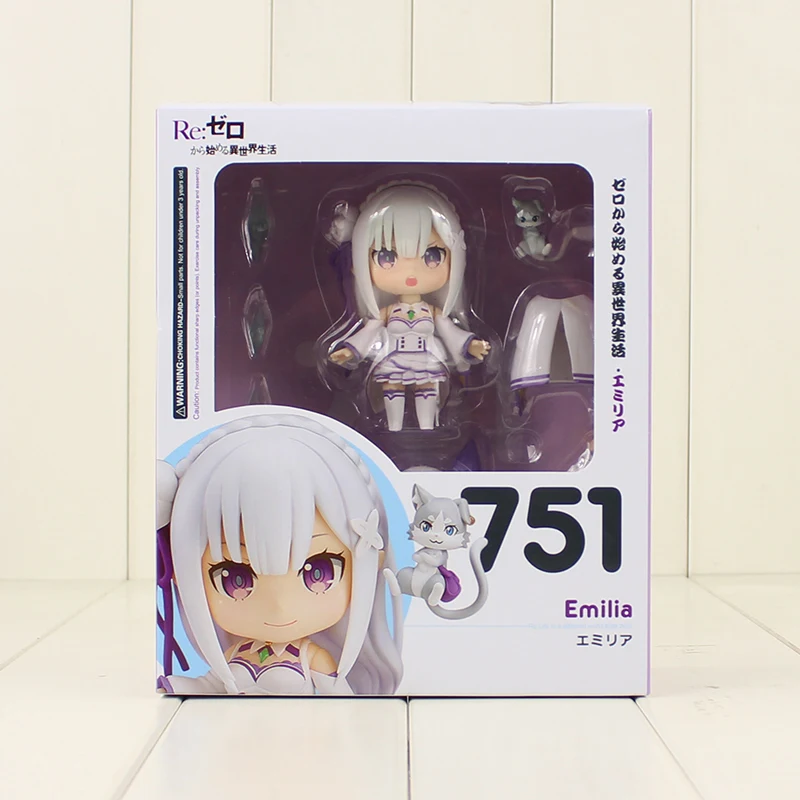 Высота каблука 10 см версии аниме Re: жизнь в другой мир от нуля Nendoroid 751# рисунок Emilia фигурка из ПВХ, Коллекционная модель