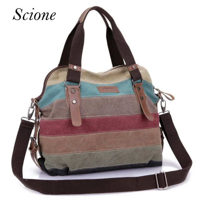 Famous Brand Women Patchwork Handbags Canvas Shoulder Messenger Bags Famous Brand Women Patchwork Handbags Canvas Shoulder Messenger Bags Casual Beach School Travel Ping Tote Pouch