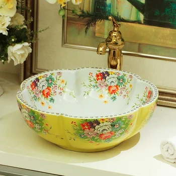 

Jingdezhen Bathroom ceramic sink wash basin Counter Top antique sink vanity ceramic Wash Basin Bathroom Sink