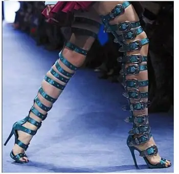 

2019 Women Leather Summer Sandals Open Toe High Heel Sandal Boots Hollow Out Buckles Shoes Size 35-43 sandalias mujer 2018