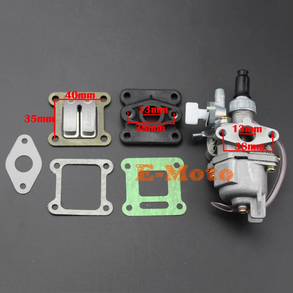 13mm Carby Carburettor Carb w/ Intake Reed Gasket 2 Stroke 47cc 49cc