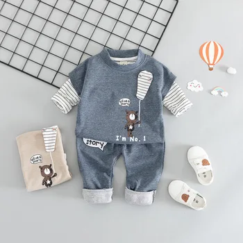 

2019 Children Clothing Suits Kids Spring Autumn Tracksuits for Baby Boys Girls Coat+Stripe T-shirts+Pants 3pcs Clothes Sets