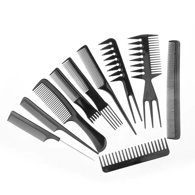 

High Quality 10pcs Hair Styling DIY Tool Comb Anti-static Barbershop Style Makeup Brush Salon Products