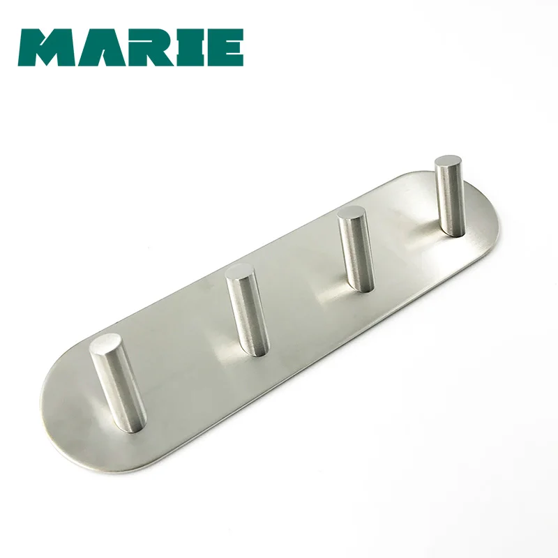 Multifunctional 4 Bathroom Hooks Space-saving Self Adhesive Hook High Quality Stainless Steel Wall-mounted Hooks Sticky Hook